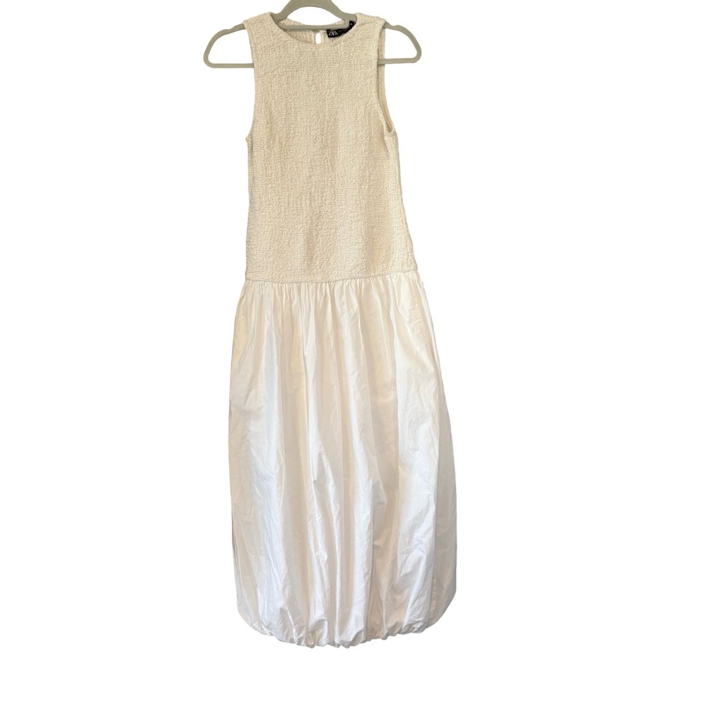 Zara Poplin Balloon Maxi Dress, Sz S - Picture 4 of 15